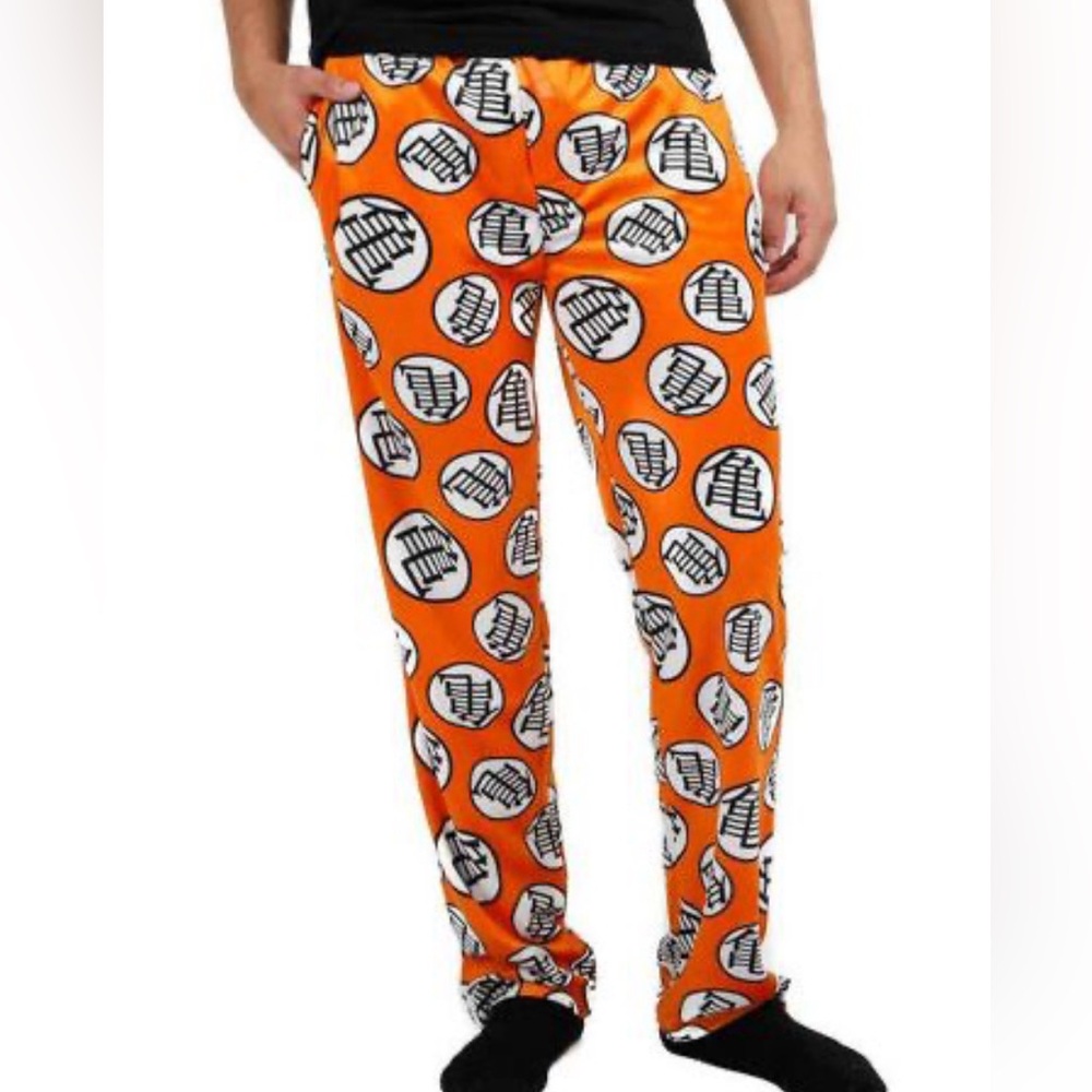 Dragon Ball Z Anime All Over Print Men's Orange Sleep Pajama Pants Size Large